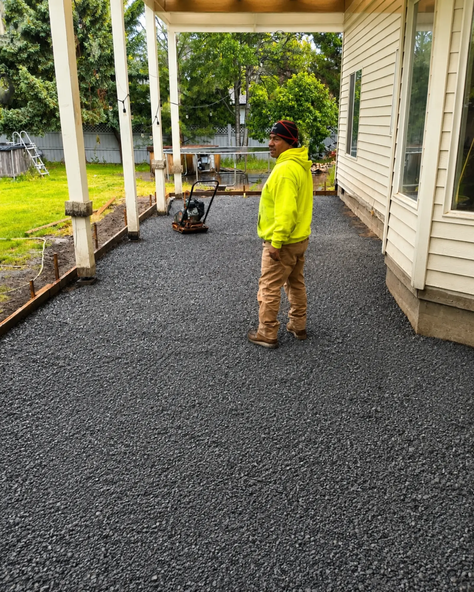 Patio and Pergola Base Preparation — Decking Services by Almog Construction, licensed Oregon general contractor CCB #241934.